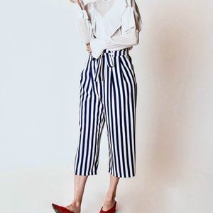 Zara Wide Leg Striped Culotte Pants